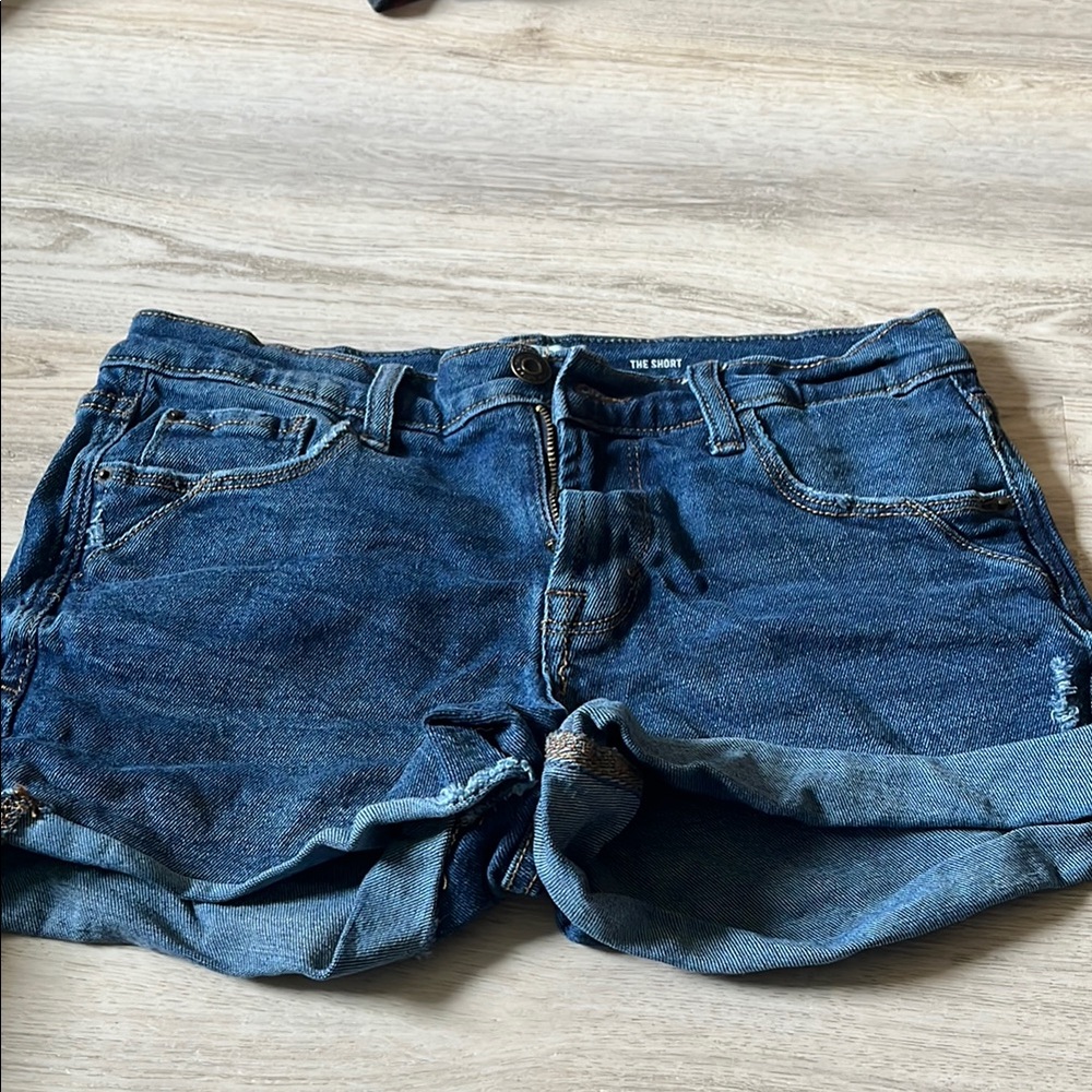Kensie Blue Jean Shorts with Cuffed Hem
